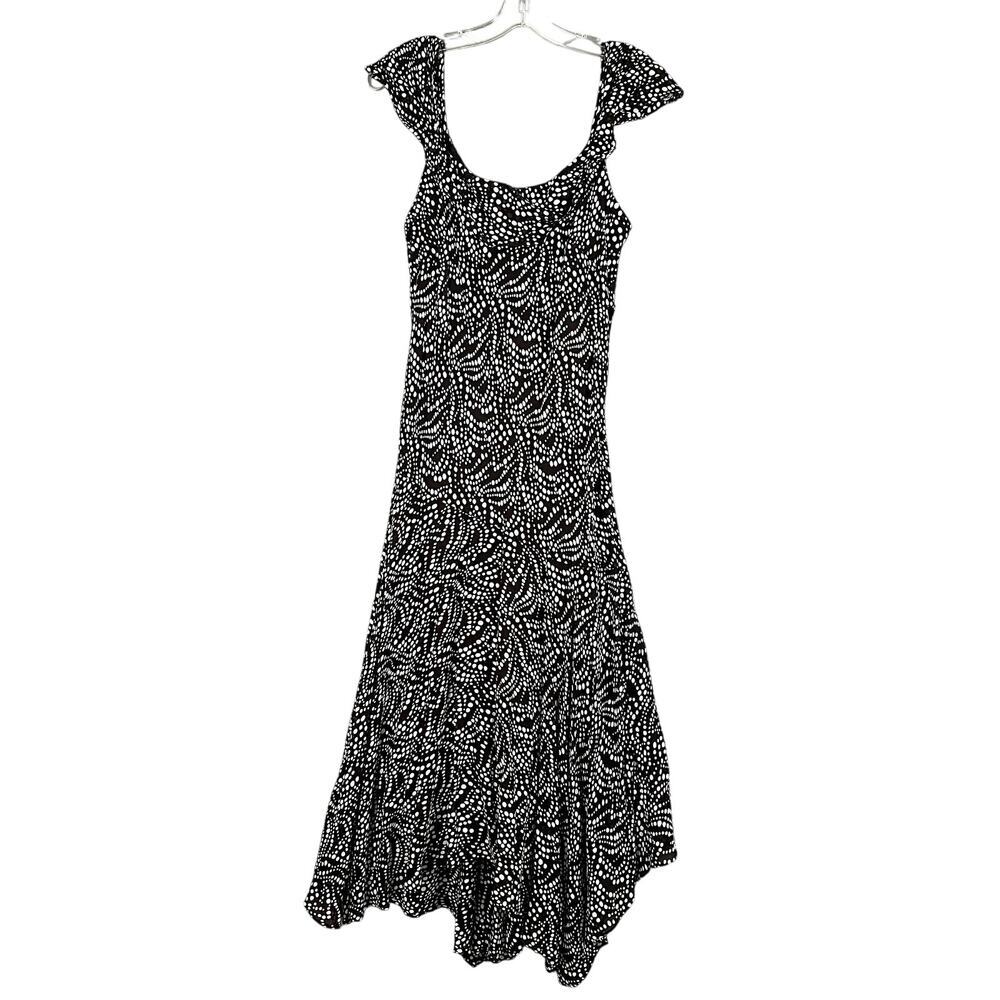 Y2K Evan Midi Dress Womens 12 Brown Flutter Collar Asymetrical Hem Fairy NWT‎